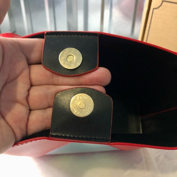 Heart Handbag Matching Coin Purse Leather NIB Set Red Black Gold White - Picture 6 of 16